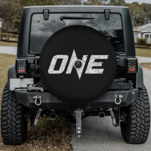 cracked ONE Championship logo black spare tire cover with camera hole option