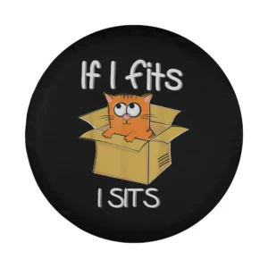 funny orange cartoon cat in box meme spare tire cover design art