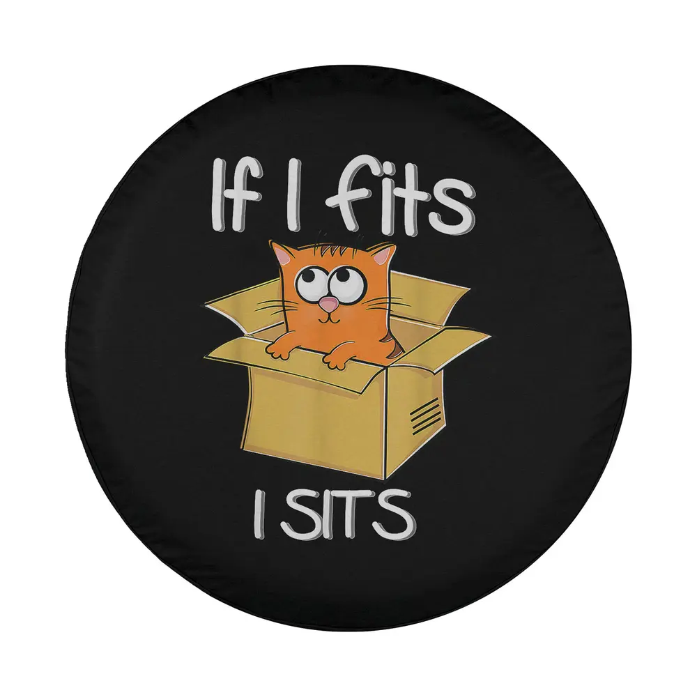 funny orange cartoon cat in box meme spare tire cover design art