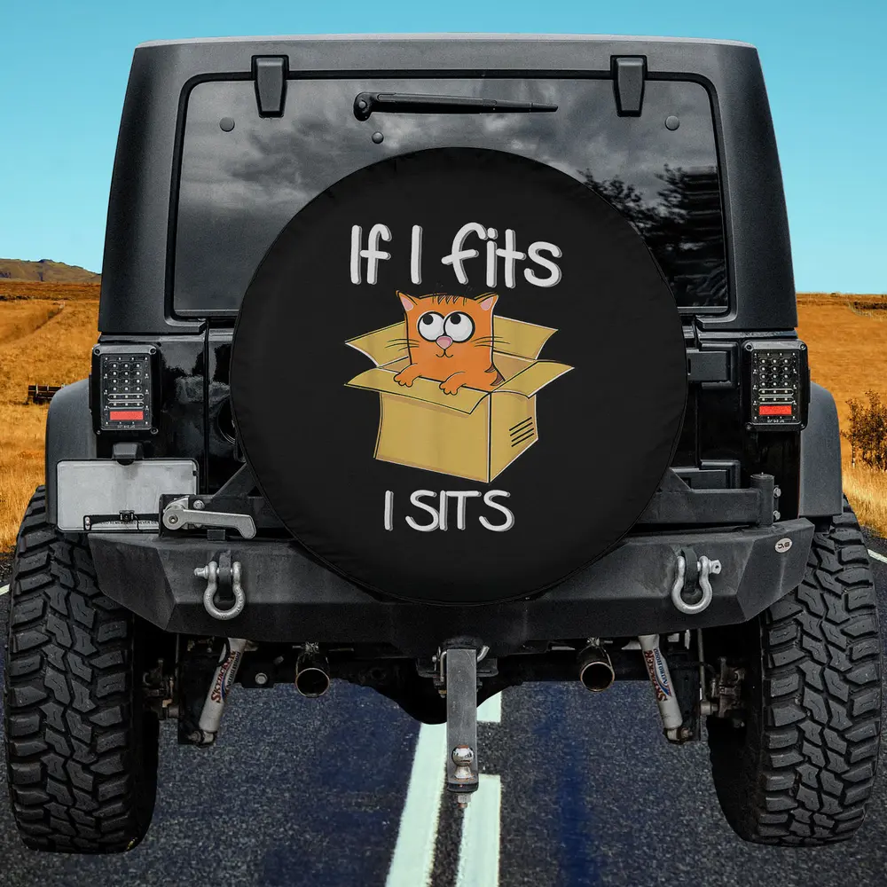 orange cartoon cat in box meme spare tire cover for Jeep and SUV, no camera hole