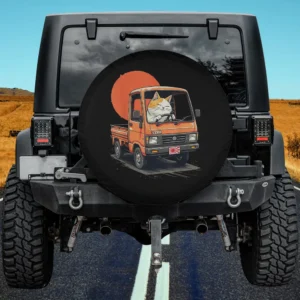orange japan mini truck cat sunset spare tire cover without camera hole