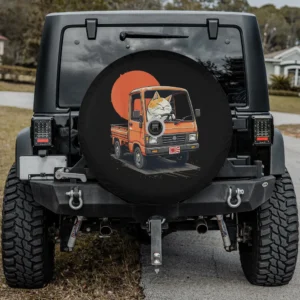 orange japan mini truck cat sunset spare tire cover with camera hole option
