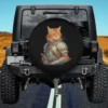 orange tabby knight armor cat crusader spare tire cover without camera hole