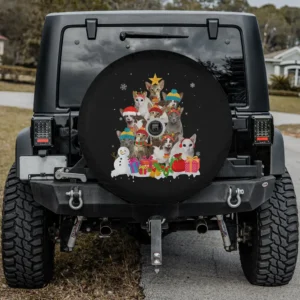 Christmas Oriental Shorthair cat tree with gifts spare tire cover for backup camera