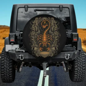 ornate gold scorpion celestial scorpio zodiac spare tire cover no camera hole