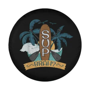 stand up paddle board and palm tree surf beach tire cover design only