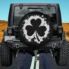 Paint splatter clover leaf St. Patrick's Day spare tire cover with no camera hole