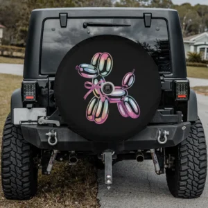 Balloon dog pink ribbon balloon animal spare tire cover with backup camera hole
