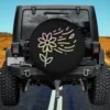 Pastel flower line drawing casual graphic spare tire cover for Honda HRV with no camera hole