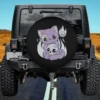 Pastel purple cat hugging skull with ghostly flames yami kawaii spare tire cover no camera hole