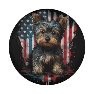 Patriotic American flag Yorkshire Terrier dog design for spare tire cover