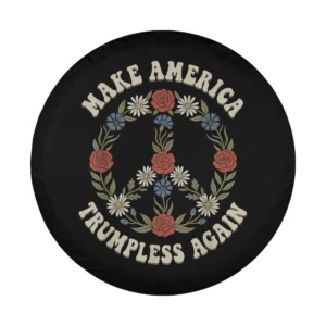 patriotic rose peace symbol trumpless slogan retro floral design for spare tire cover