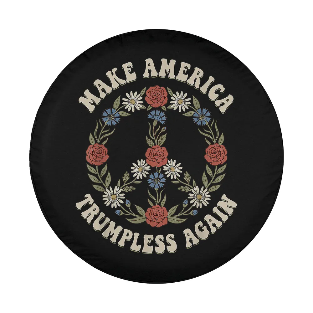 patriotic rose peace symbol trumpless slogan retro floral design for spare tire cover
