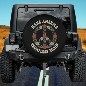 patriotic rose peace symbol trumpless slogan spare tire cover no camera hole for Jeep RV