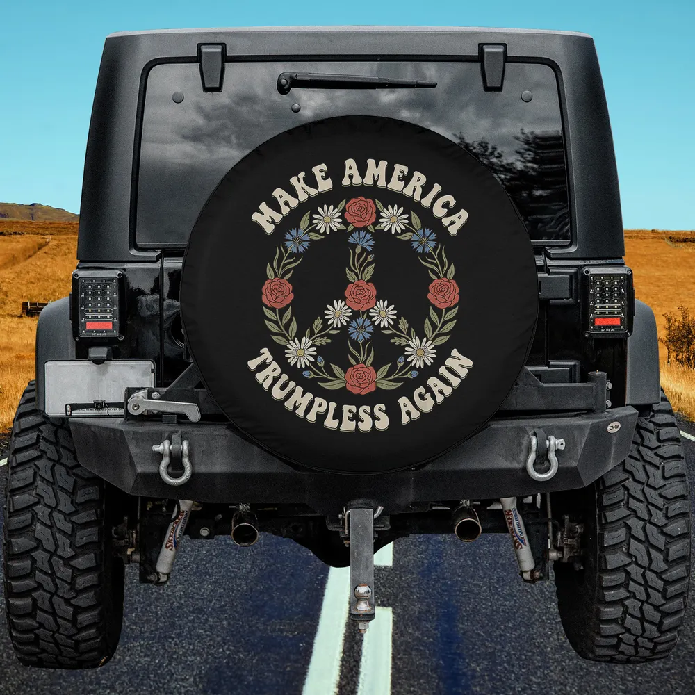 patriotic rose peace symbol trumpless slogan spare tire cover no camera hole for Jeep RV