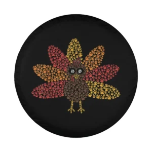 Thanksgiving turkey made of paw prints on dog spare tire cover design