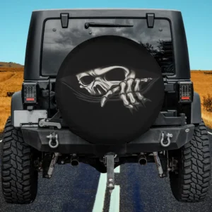 Peeking scary skeleton spooky Halloween spare tire cover without camera hole