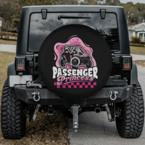Pink cartoon UTV passenger princess funny spare tire cover with camera hole for SXS or Jeep