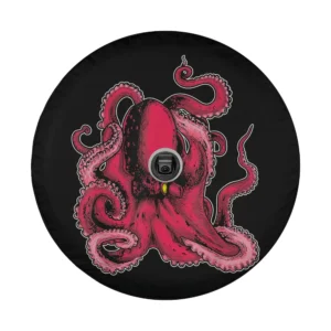 Pink octopus swirling tentacles sea inhabitant design for spare tire cover