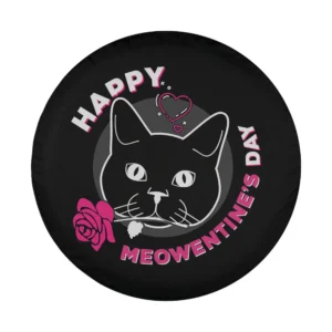 pink rose heart funny cat meowentine spare tire cover design only