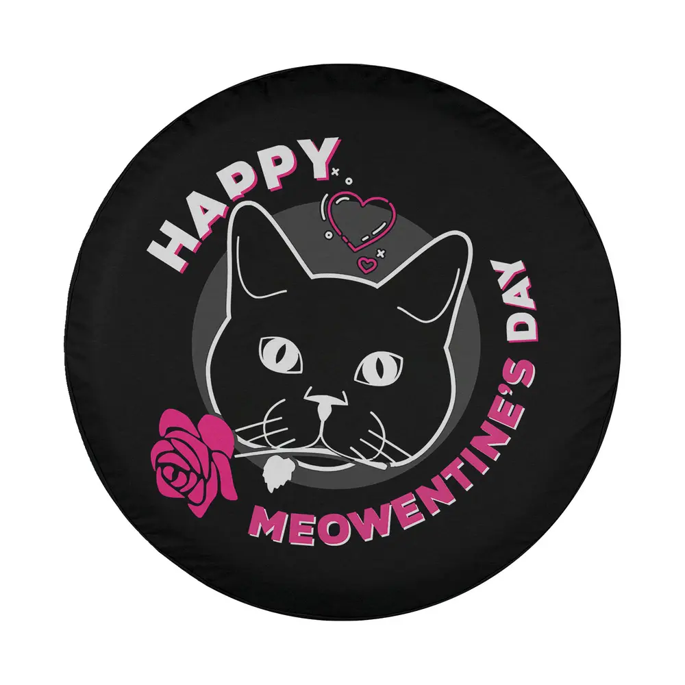 pink rose heart funny cat meowentine spare tire cover design only