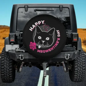 pink rose heart funny cat meowentine spare tire cover with no camera hole