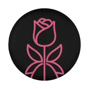 pink rose line art breast cancer awareness spare tire cover design only