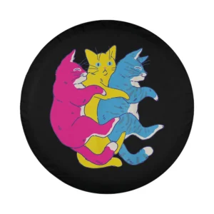 Pink yellow blue cats pile pansexual pride flag design illustration