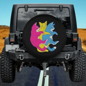 Pink yellow blue cats pile pansexual pride spare tire cover no camera hole for Jeep SUV RV