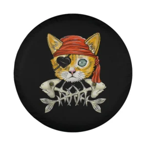 pirate eye patch red bandana cat fish bones design only