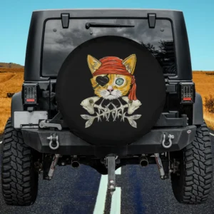 pirate eye patch red bandana cat fish bones spare tire cover no camera hole