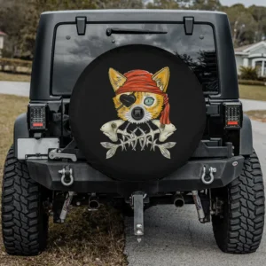 pirate eye patch red bandana cat fish bones spare tire cover with camera hole
