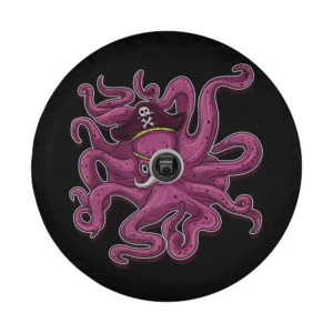 pirate hat purple octopus cartoon sea design for spare tire cover