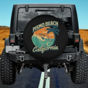 vintage sunset wave palm pismo beach california spare tire cover no camera hole
