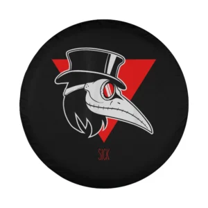 Minimalist plague doctor red triangle sick design for spare tire cover