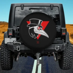 Minimalist Red Triangle Plague Doctor Sick Spare Tire Cover No Camera Hole