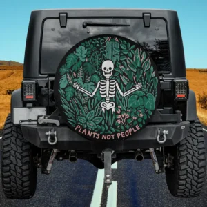 Plants and skeleton funny Halloween spare tire cover without camera hole