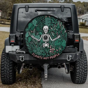 Plants and skeleton funny Halloween spare tire cover with camera hole