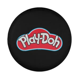 Play-Doh logo in red and blue on black background, spare tire cover design only