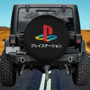 PlayStation full color logo with Kanji modern video game spare tire cover no camera hole