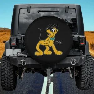 Pluto retro cartoon pose Disney dog spare tire cover with no camera hole on Jeep