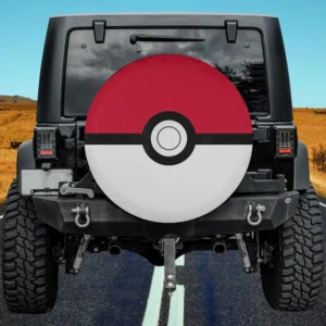 Poké Ball vintage classic red white logo spare tire cover with no camera hole