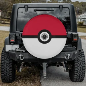 Poké Ball vintage classic red white logo spare tire cover with backup camera hole