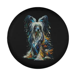 Polygon geometric Chinese Crested Dog art design for spare tire cover