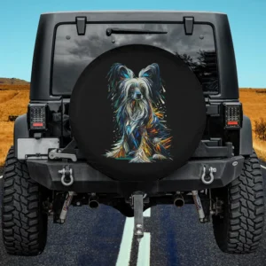 Polygon type geometric Chinese Crested Dog spare tire cover with no camera hole for Jeep or SUV