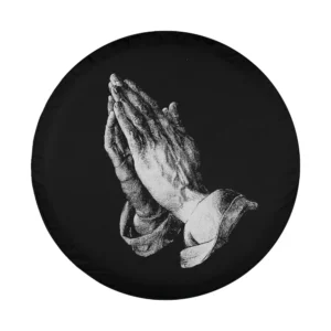 Praying hands sketch with cuff Christian faith design for spare tire cover