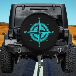 Preppy nautical compass rose captain sailor spare tire cover no camera hole for Jeep RV