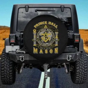 Prince Hall Mason pillars compass spare tire cover no camera hole for Jeep RV