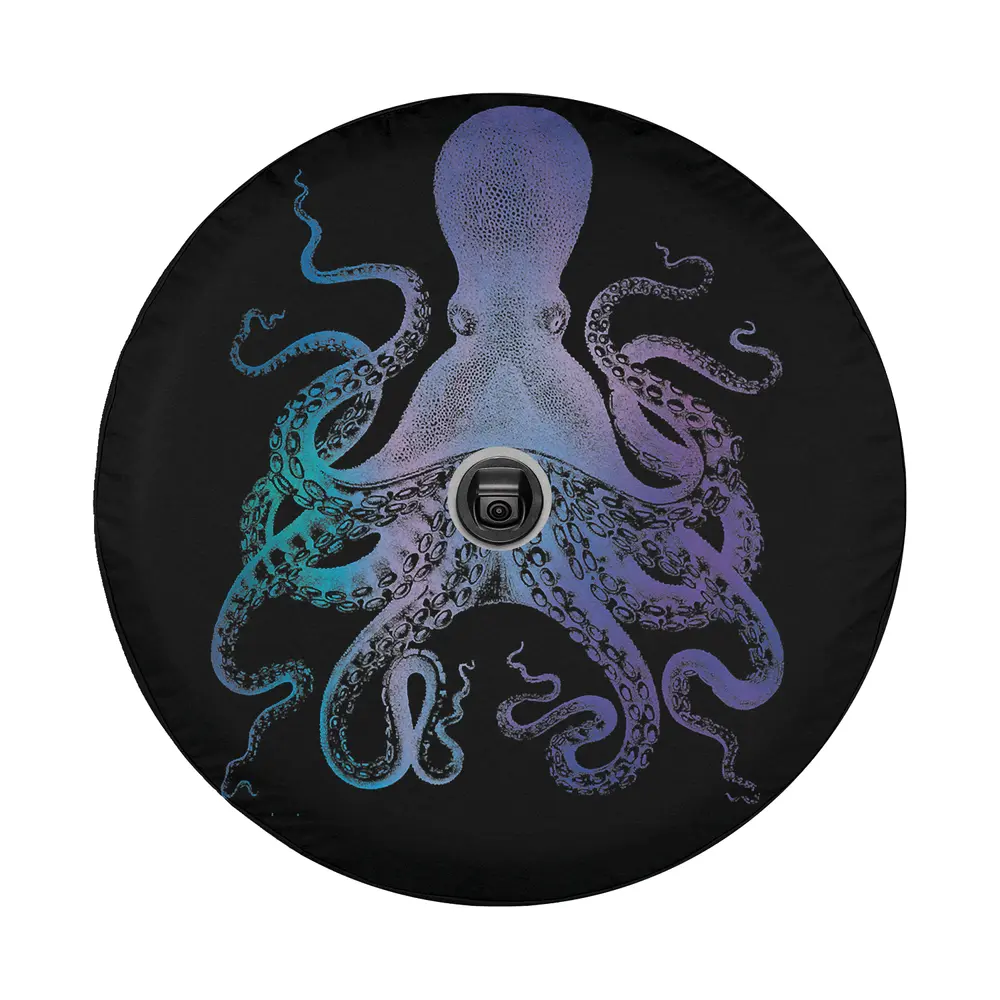 psychedelic gradient octopus vintage kraken art cephalopod illustration