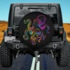 psychedelic neon octopus line art sea monster spare tire cover no camera hole